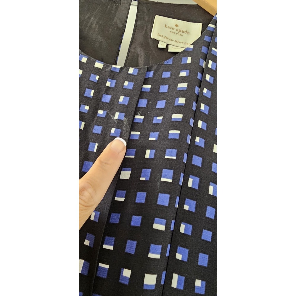 Kate Spade Silk Sz 12 Geometric Skater Dress New York Pleated Fit Flare Dress - Picture 11 of 12